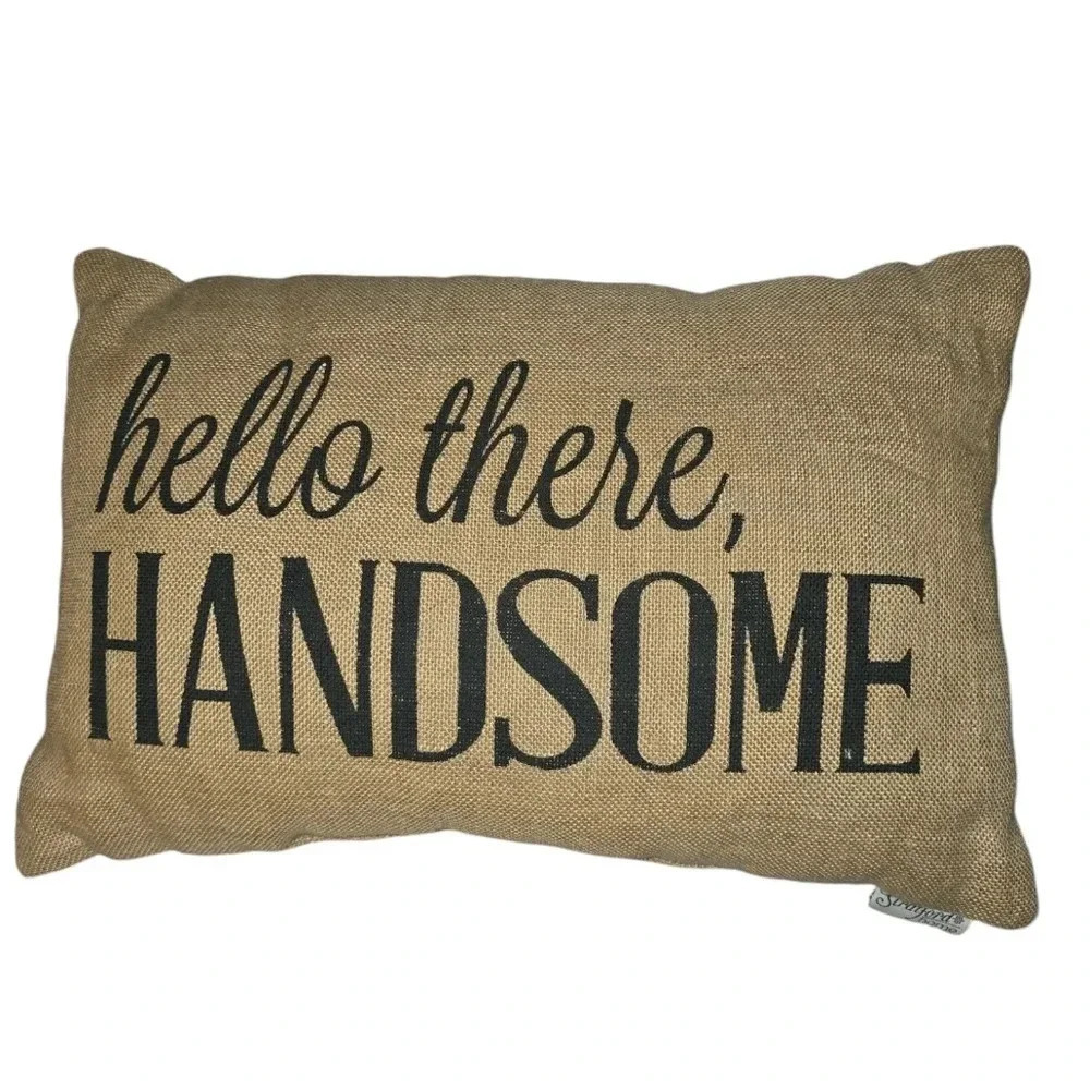 Stratford Home Hello There Handsome Burlap Decorative Pillow